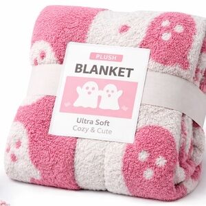 Source Unknown Pink and White Plush Blanket